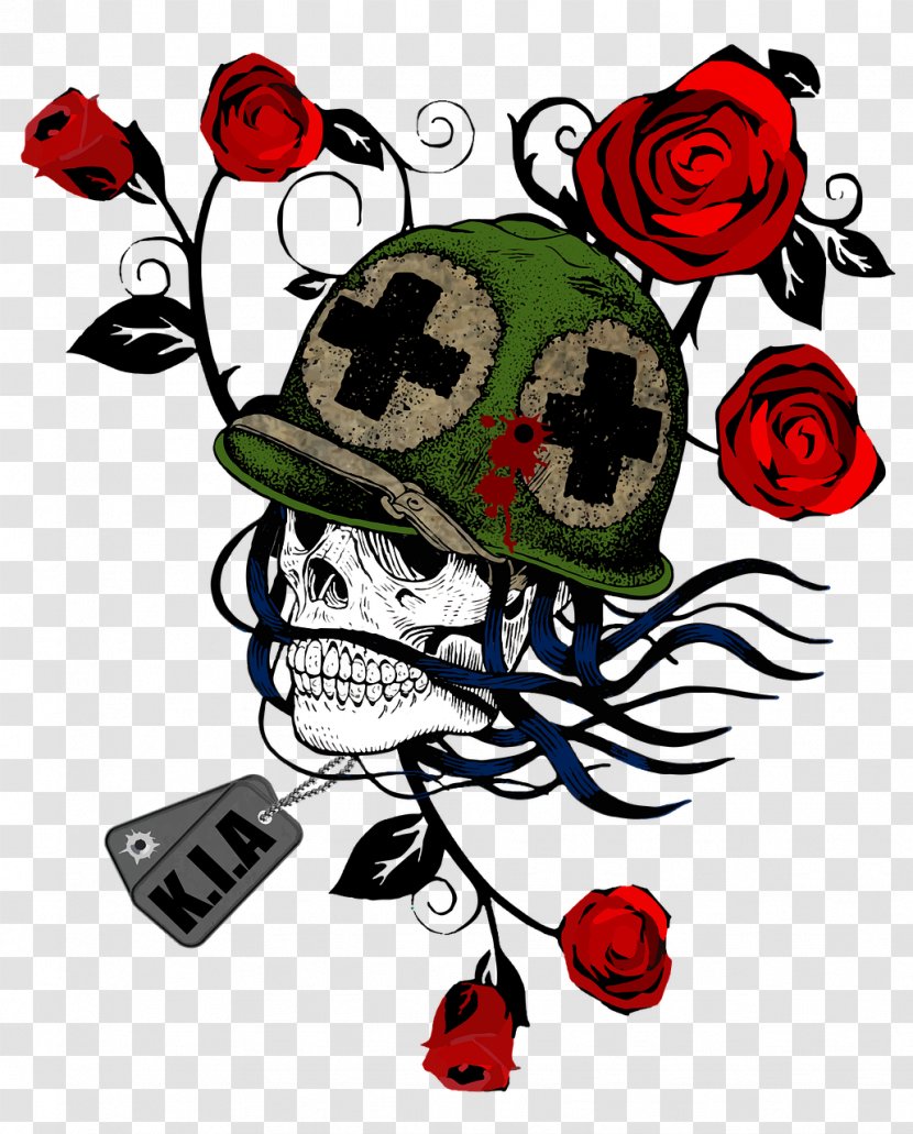 T-shirt Rose Skull Pixabay - Military Love Transparent PNG