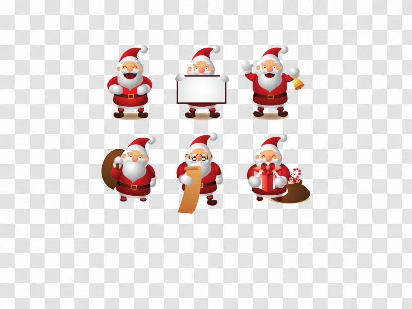 Santa Claus Royalty-free Cartoon Clip Art - Christmas - Vector Color Six Transparent PNG