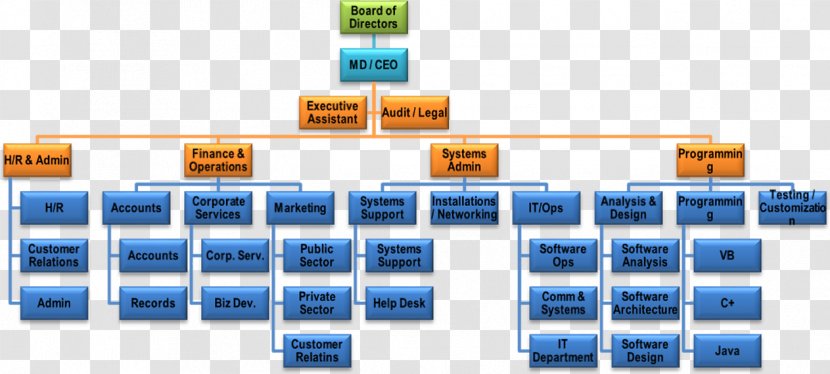 Organizational Chart Structure Information Technology Company - Hierarchical Organization - Computer Maintenance Transparent PNG