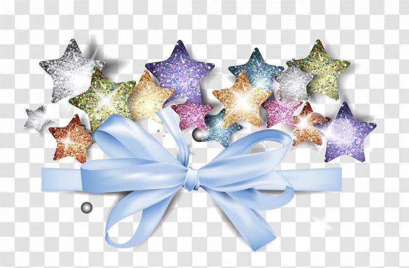 Christmas Decoration Pentagram Star - Drawing - Vector Bow Transparent PNG