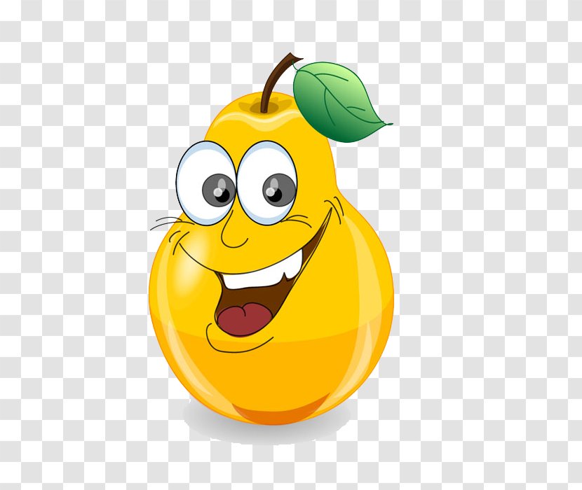 Cartoon Fruit Illustration - Smiley - Naughty Pear Transparent PNG