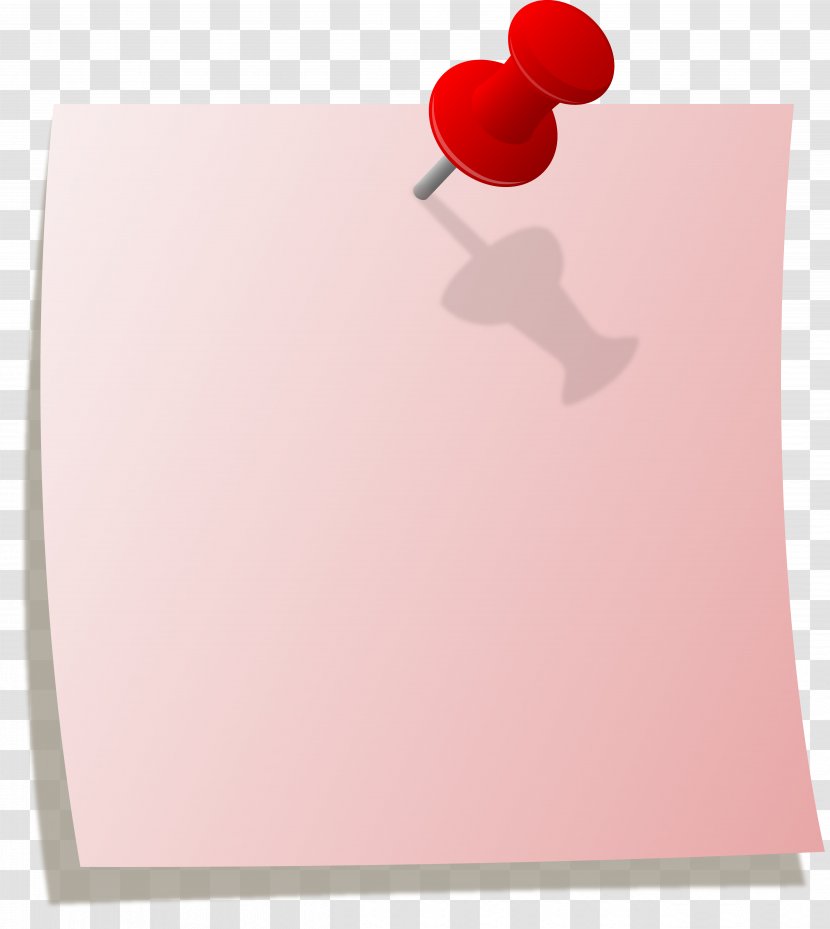 Paper Post-it Note Drawing Pin Clip Art - Heart - Sticky Notes Transparent PNG