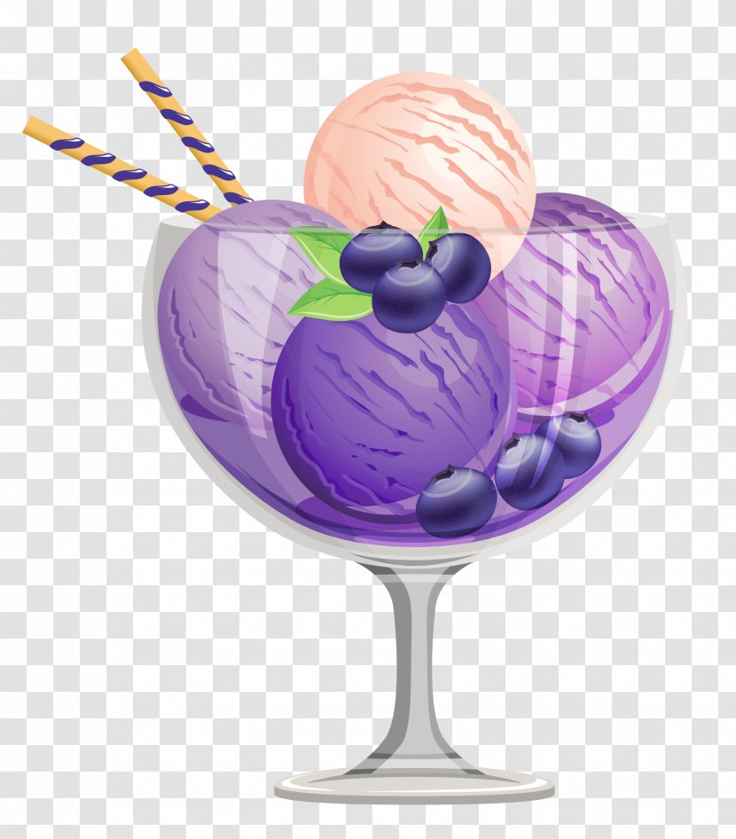 Strawberry Ice Cream Sundae Cones - Purple - Sundaes Cliparts Animated Transparent PNG