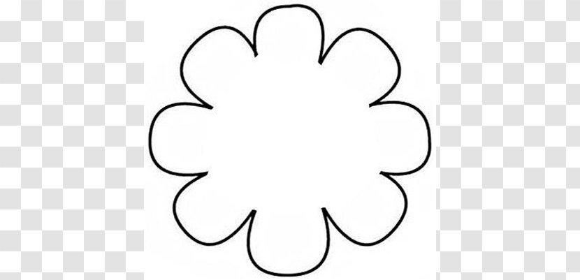 Petal Flower Template Clip Art - Black And White - Eight Transparent PNG