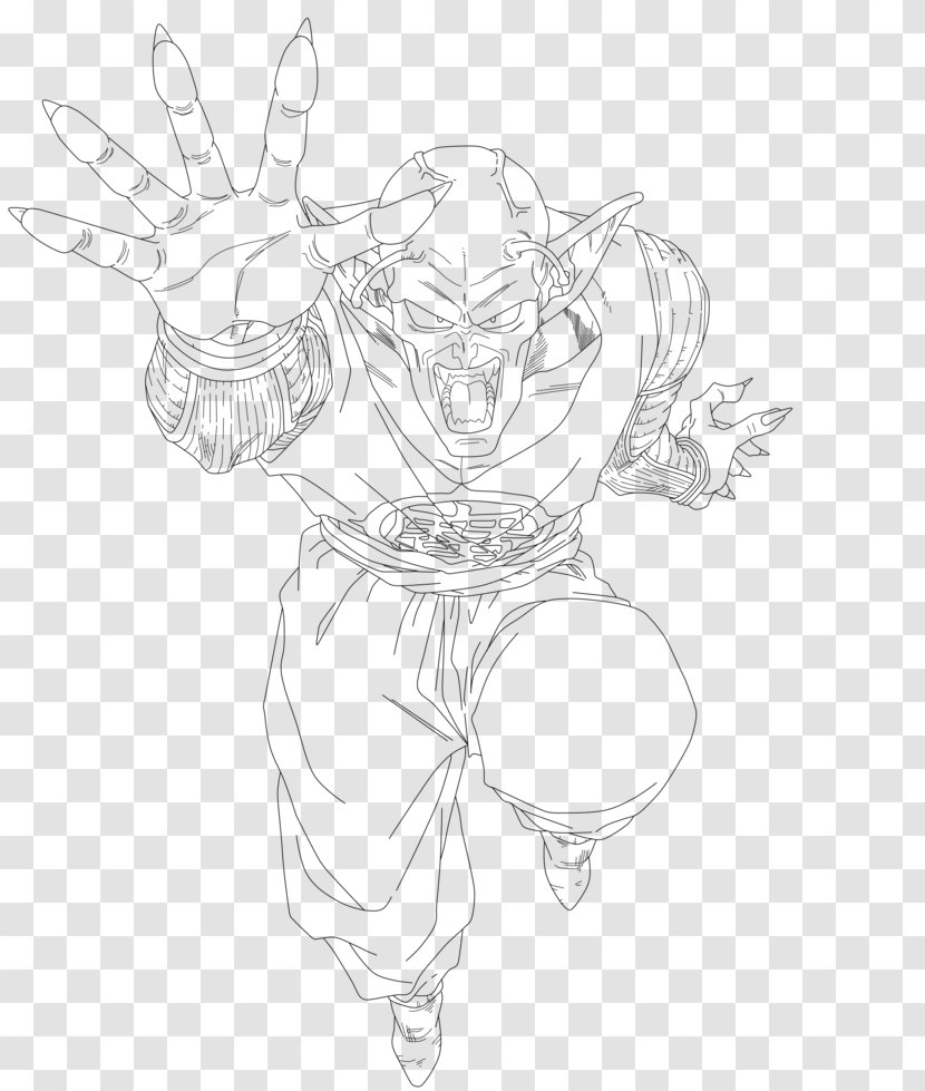 King Piccolo Vegeta Mr. Satan Sketch - Monochrome - Dragon Ball Transparent PNG