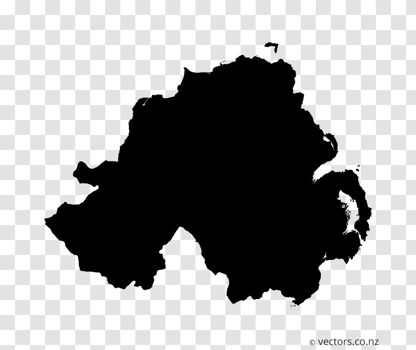 Flag Of Northern Ireland Vector Map - Black And White Transparent PNG