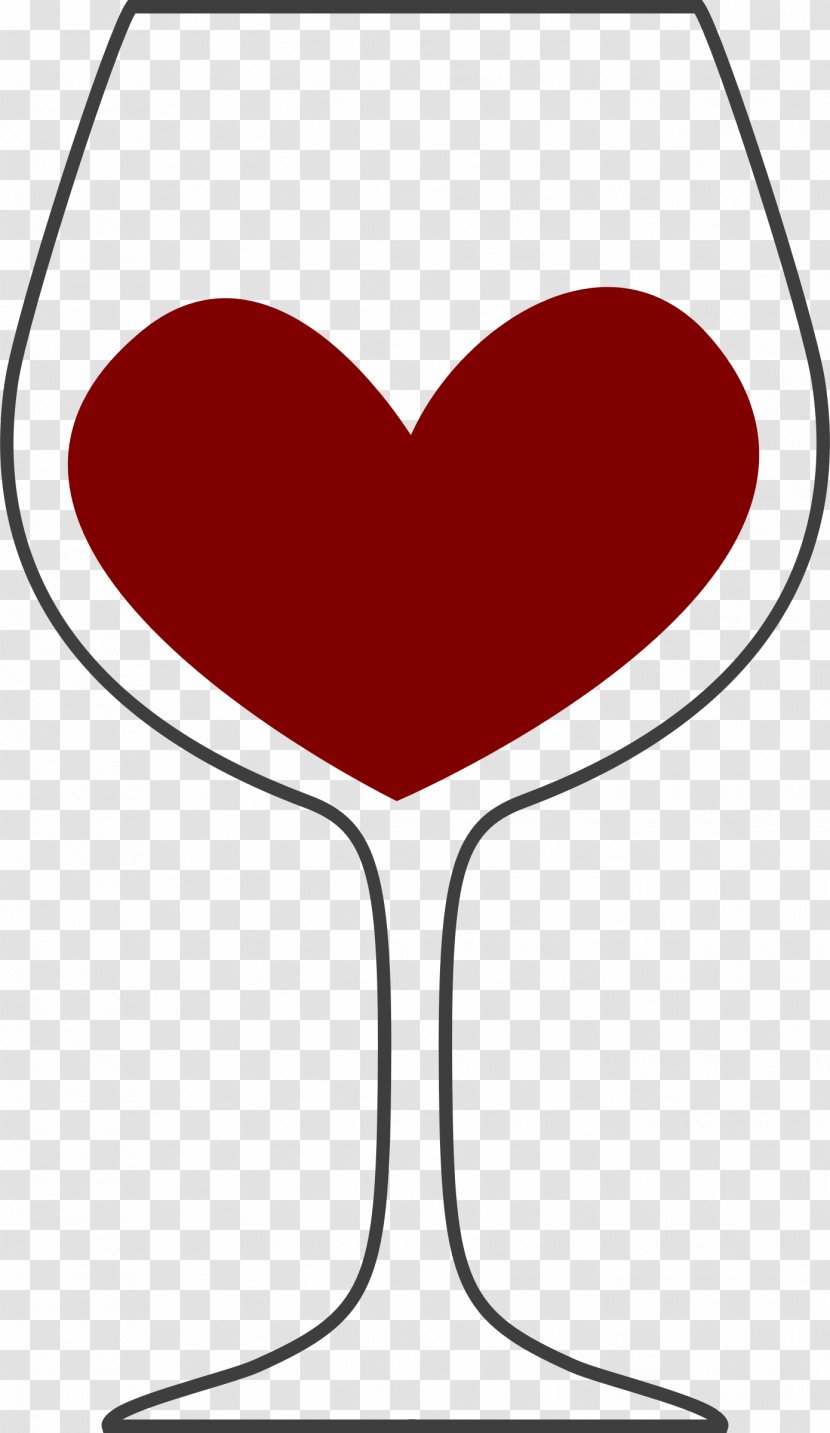 Red Wine Glass Clip Art - Silhouette - Love Heart Transparent PNG