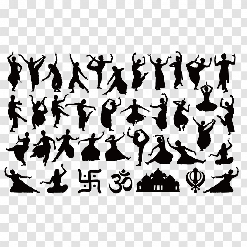 Dance In India Silhouette - Ballet Dancer - Vector Characters Transparent PNG