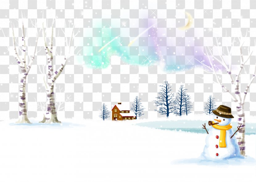 Winter Snowman Illustration - Cartoon - Christmas Purple Starlight Transparent PNG