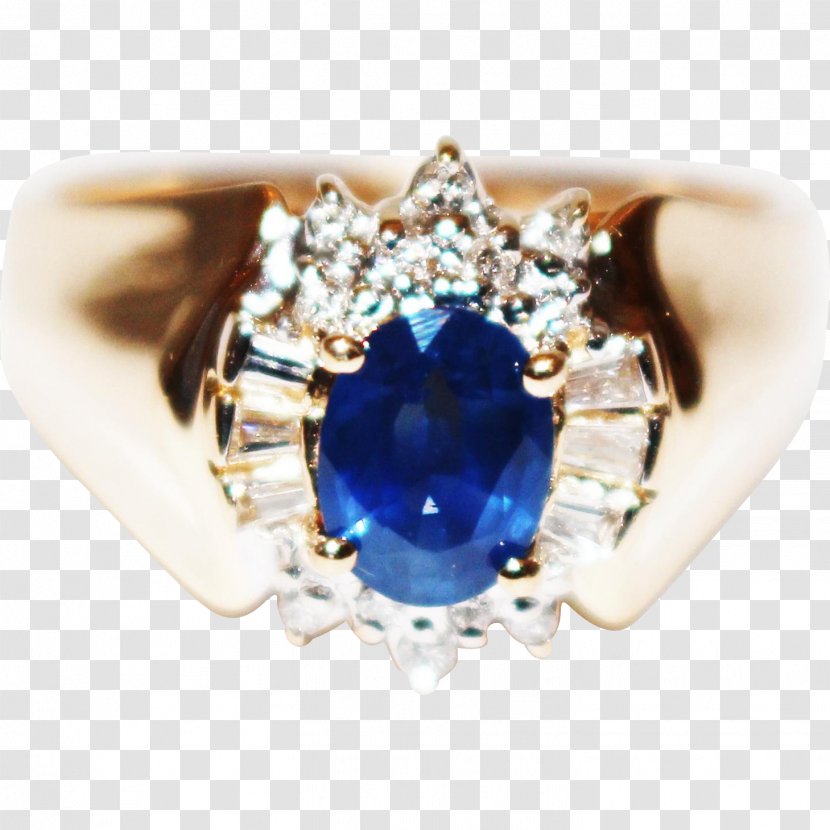 Sapphire Blue Jewellery Ring Diamond - Gold Transparent PNG