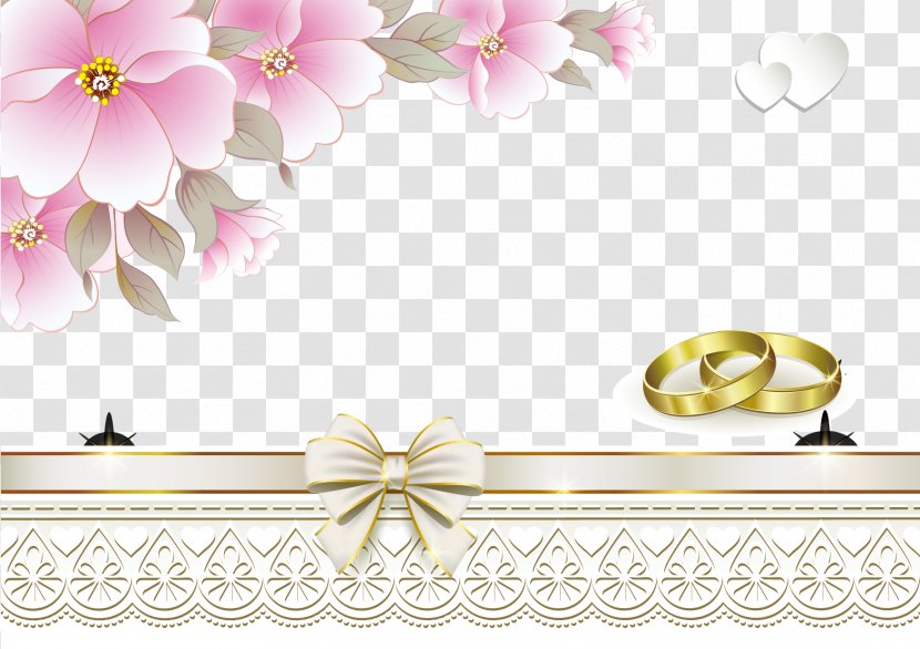 Floral Design Pink Flower Pattern - Heart-shaped Ring Flowers Wedding Invitations Transparent PNG