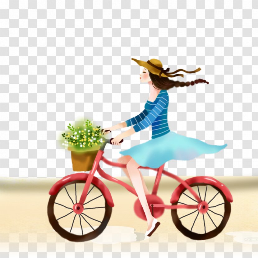Cycling Bicycle Illustration - Heart - Beauty Riding A Bike Material Transparent PNG