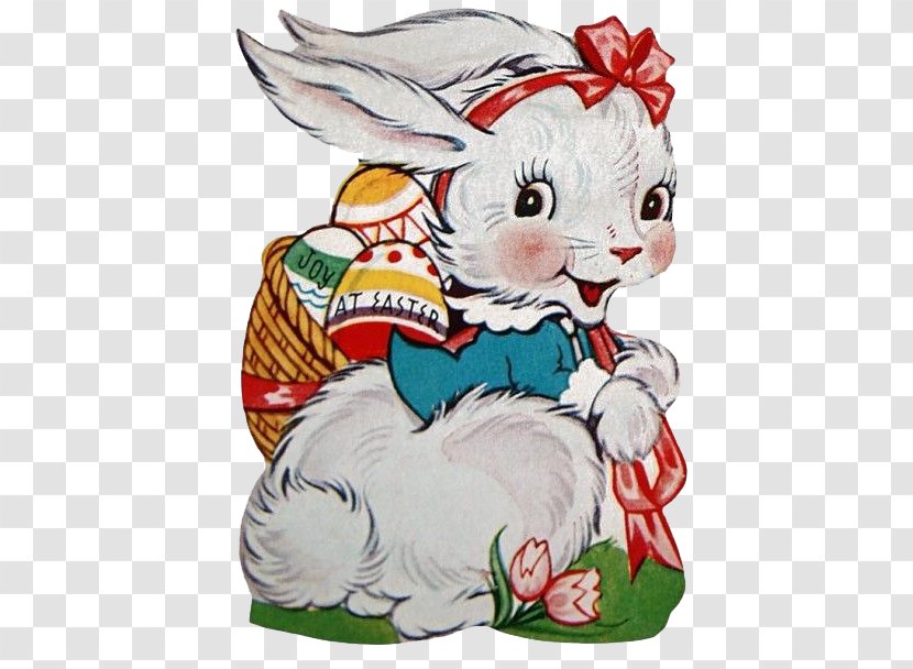 Easter Bunny Leporids Basket Clip Art - Retro Rabbit Transparent PNG