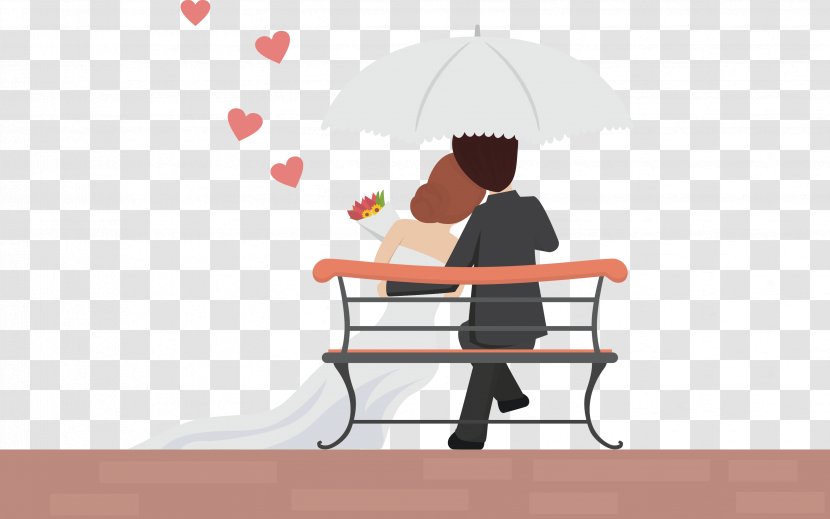 Romance Wedding Couple Love - Furniture - Cartoon Bride And Groom Vector Transparent PNG