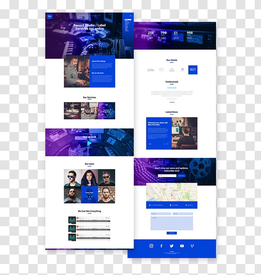 Web Page Responsive Design Template Recording Studio Sound And Reproduction - Silhouette - Dj Promote Transparent PNG