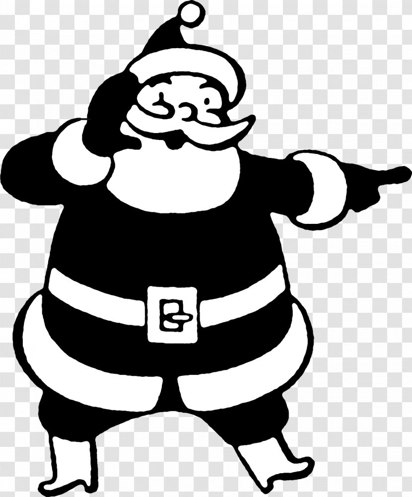 Santa Claus Christmas Black And White Clip Art - Fictional Character Transparent PNG