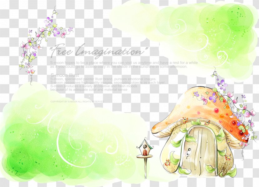 Cartoon Watercolor Painting Illustration - Mushroom House Transparent PNG