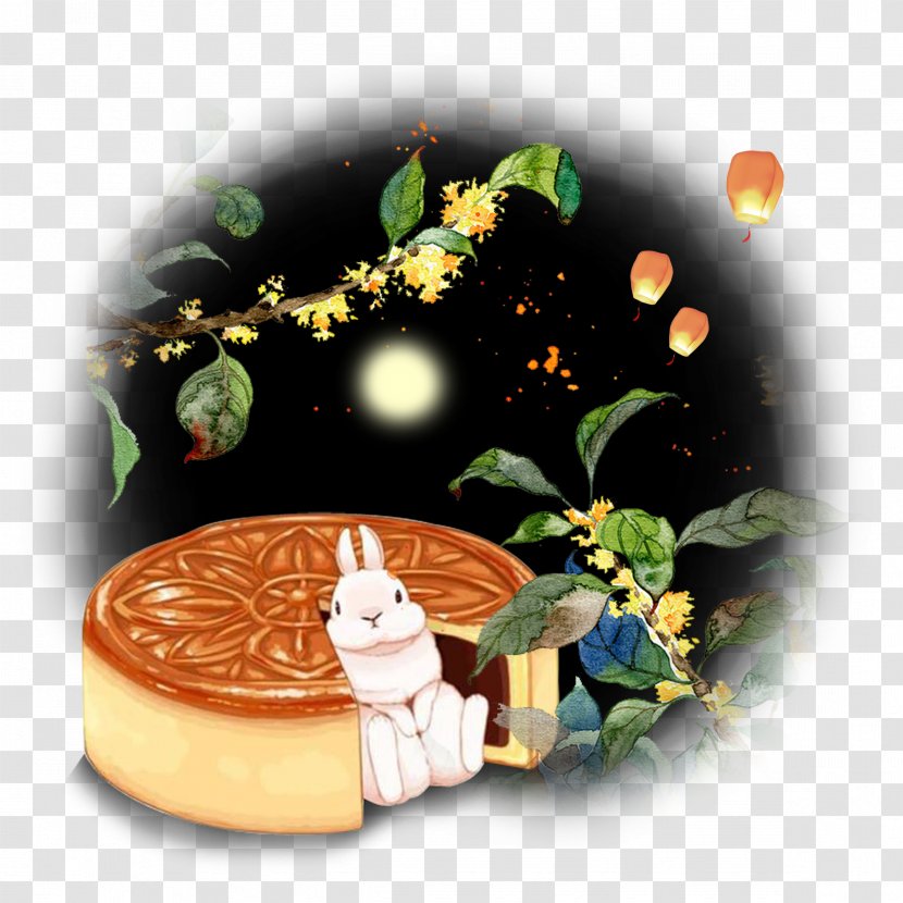 Mooncake Mid-Autumn Festival Moon Rabbit - Sweet Osmanthus - Cake Transparent PNG