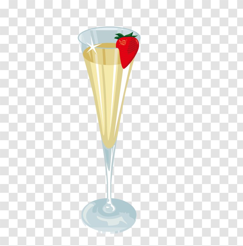 Cocktail Garnish Champagne Wine Glass - Vector Strawberry Juice Transparent PNG