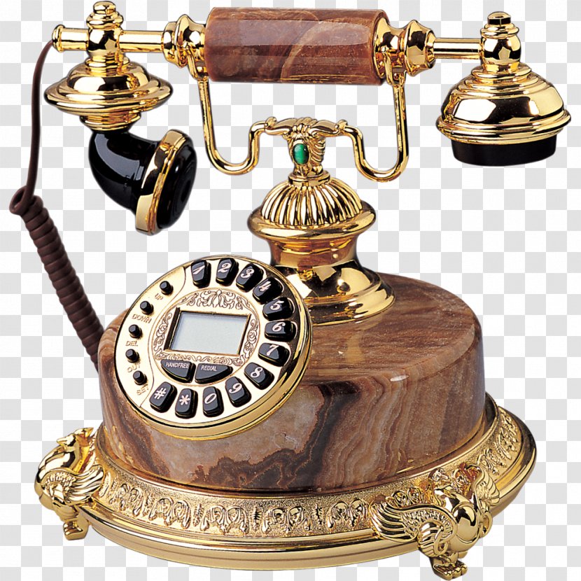 Brass Telephone Retro Style Transparent PNG