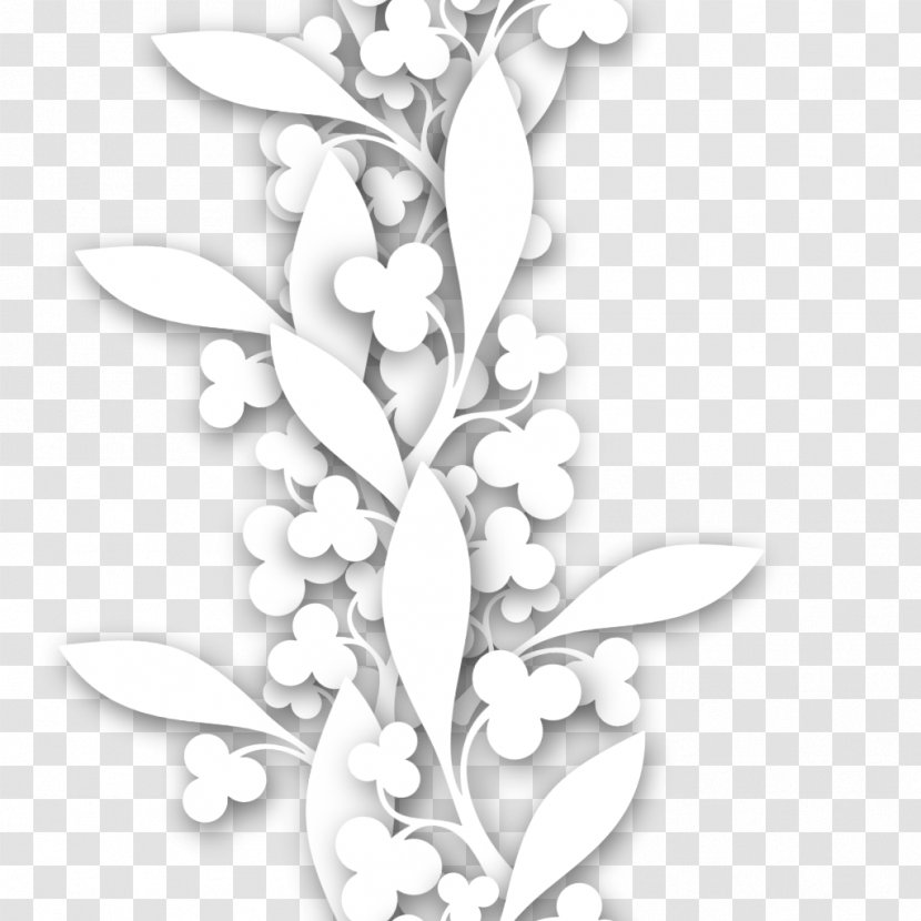 Twig White Floral Design Leaf Pattern Transparent PNG