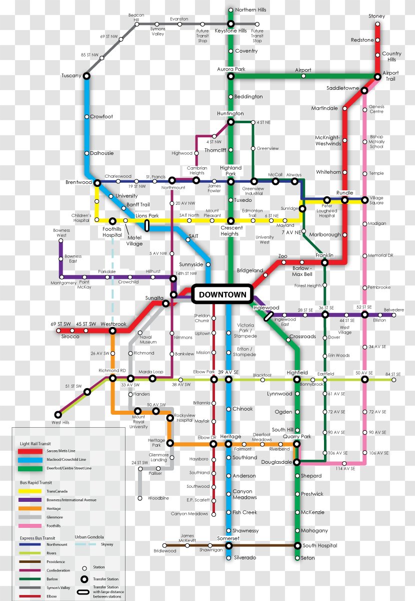 Calgary Transit Light Rail McKnight-Westwinds Tube Map - Area - Rigid Bus Transparent PNG