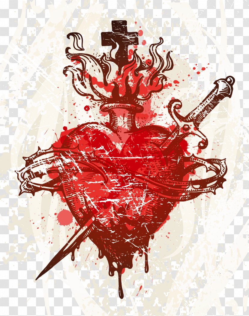 Heart - Bloody Piercing Thorns Vector Transparent PNG