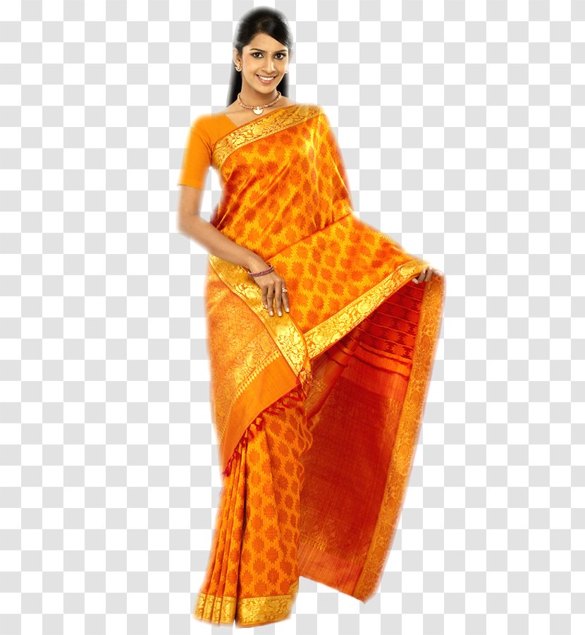 Robe India Clothing Fashion Sari - Peach Transparent PNG