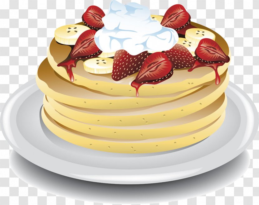 Ice Cream Banana Pancakes Strawberry Clip Art - Plate With Pie Image Transparent PNG