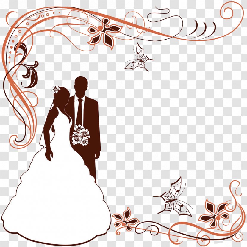 Wedding Invitation Clip Art - Silhouette - Border Vector Material Transparent PNG