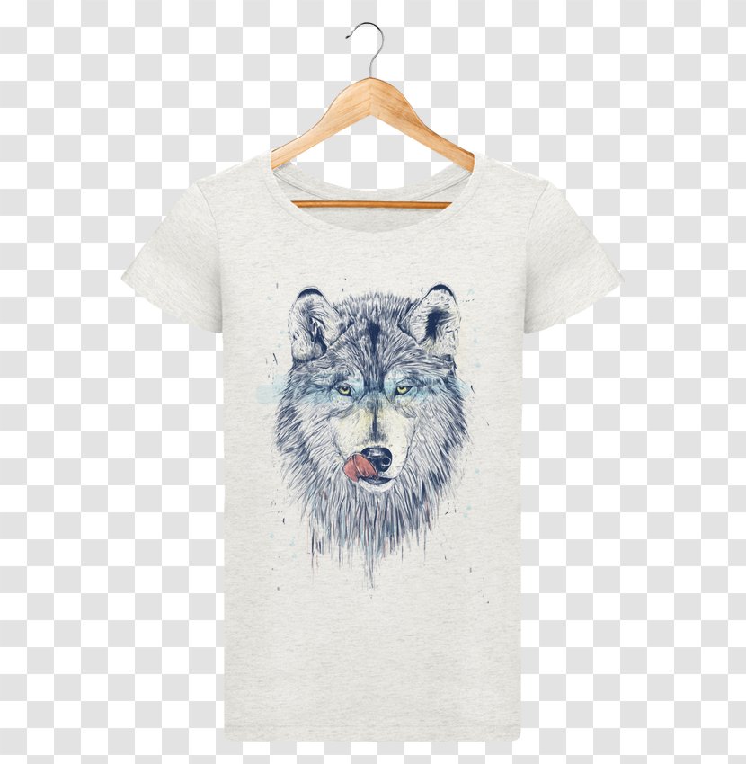 T-shirt Gray Wolf Woman Art - T Shirt - DINNER TIME Transparent PNG