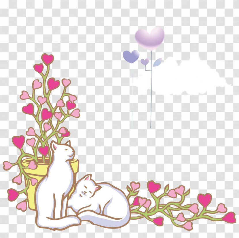 Cat Cartoon Watercolor Painting Illustration - Two Cats Transparent PNG