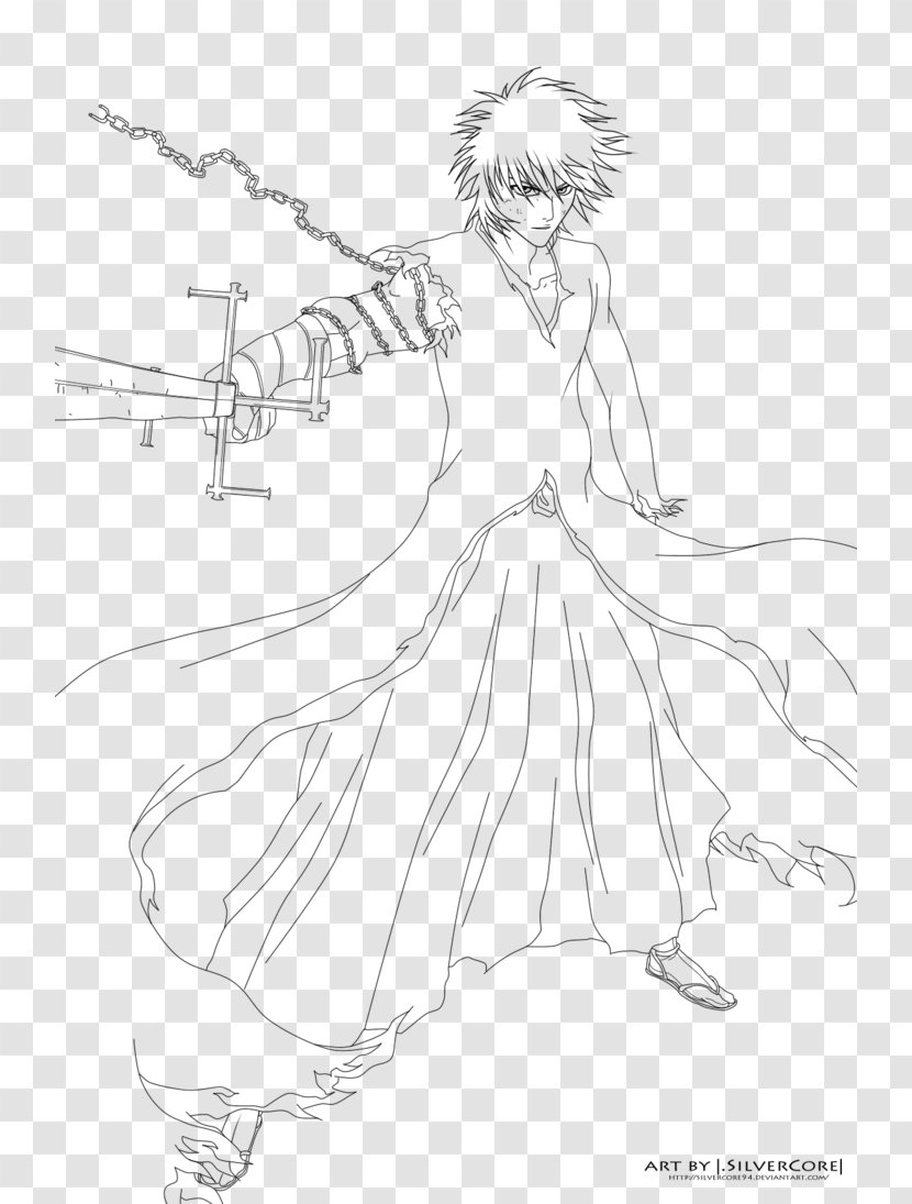 Ichigo Kurosaki Line Art Drawing - Frame Transparent PNG