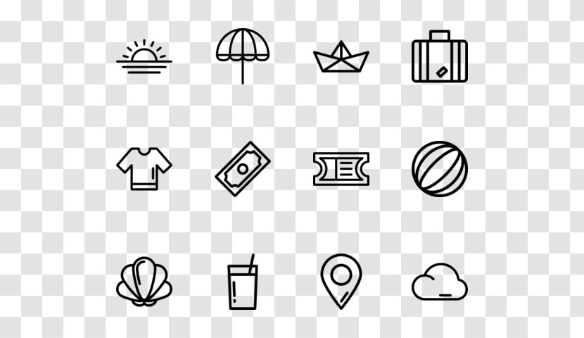 Royalty-free Drawing - Black And White - Summer Icons Transparent PNG