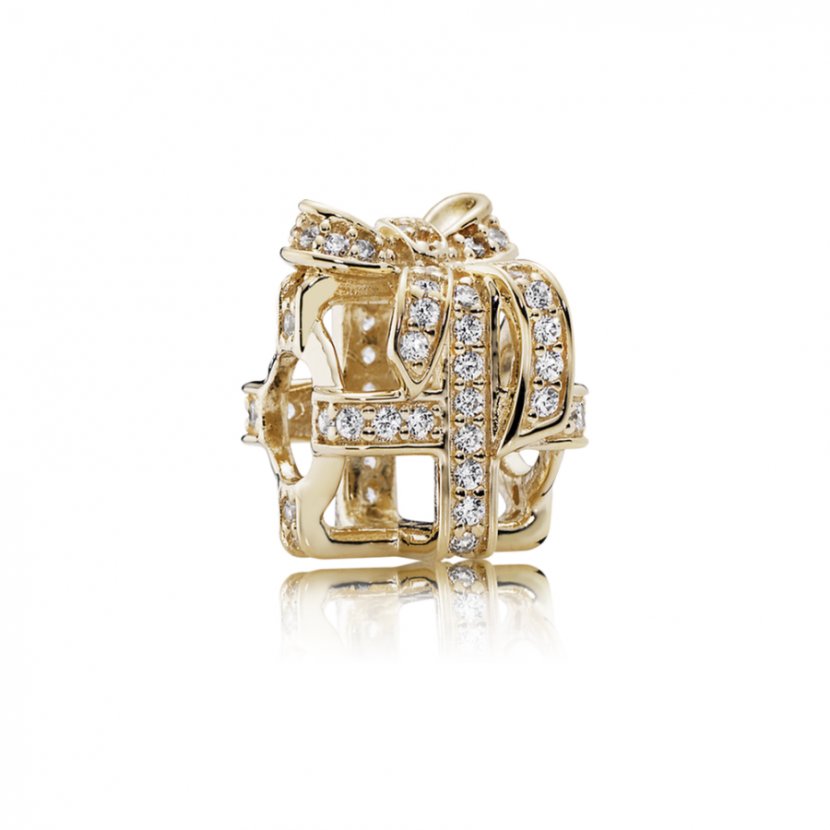 All Wrapped Up In Gold PANDORA Openwork Charm Bracelet Cubic Zirconia Transparent PNG
