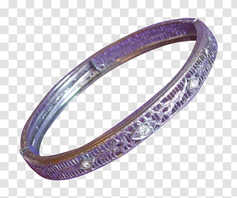 Bangle Bracelet Purple - Silver - Filigree Transparent PNG