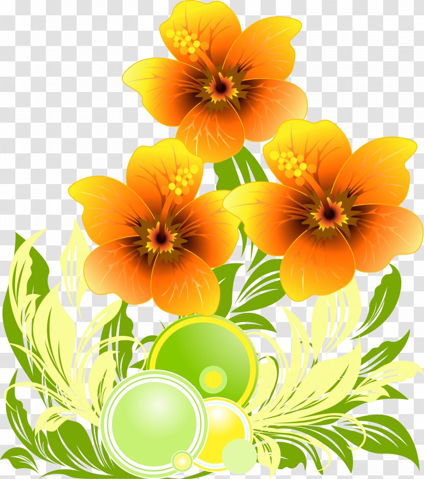 Yellow Flower Clip Art - Tulip - Painted Floral Background Transparent PNG