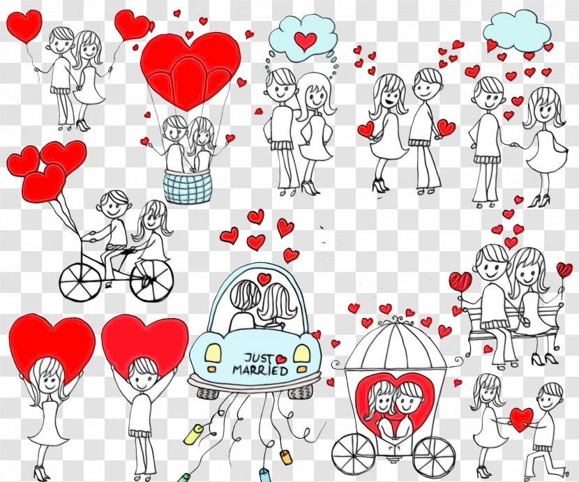 Red White Line Art Clip Pattern - Heart Transparent PNG