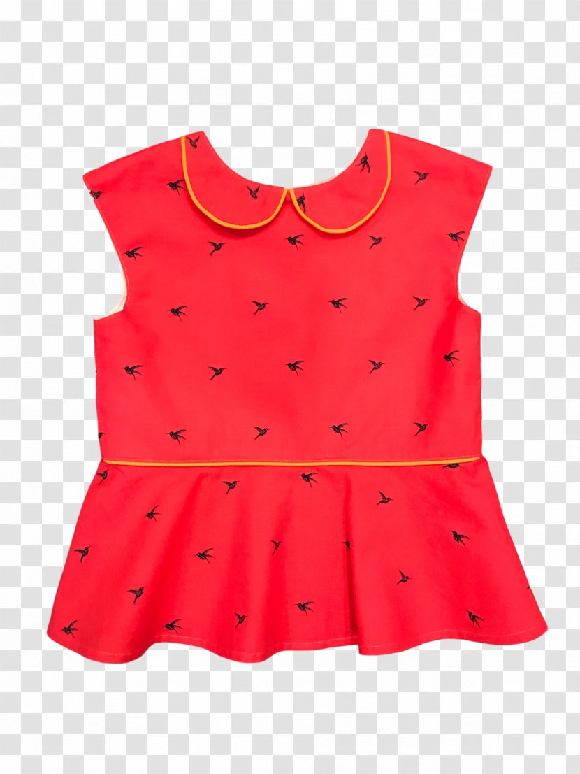 Polka Dot Collar Blouse Sleeve Neck - Red - Dress Transparent PNG