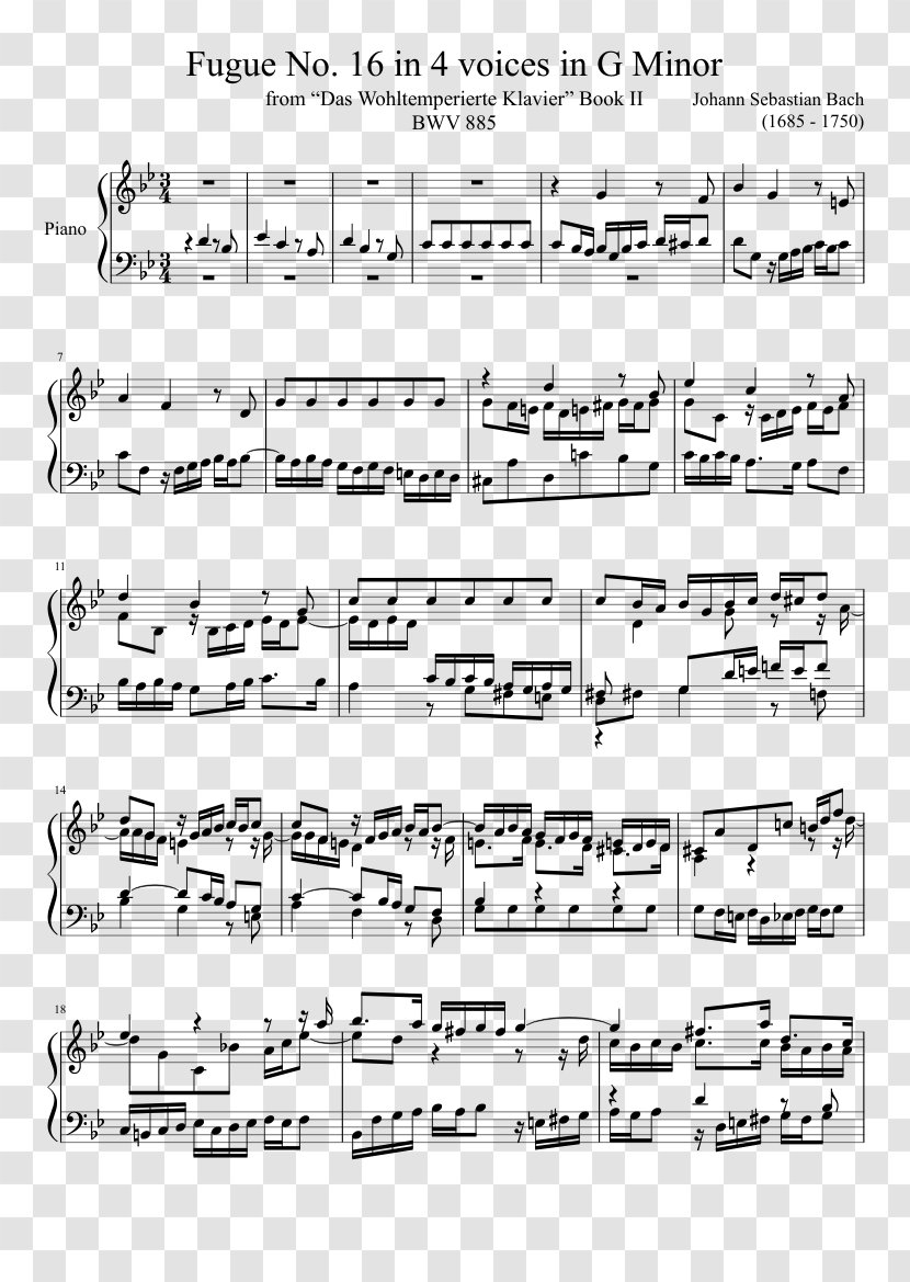 Fugue In G Minor, BWV 578 Well-Tempered Clavier, Book 2: Prelude And No. 16 Minor 861 - Tree - Bwv Transparent PNG