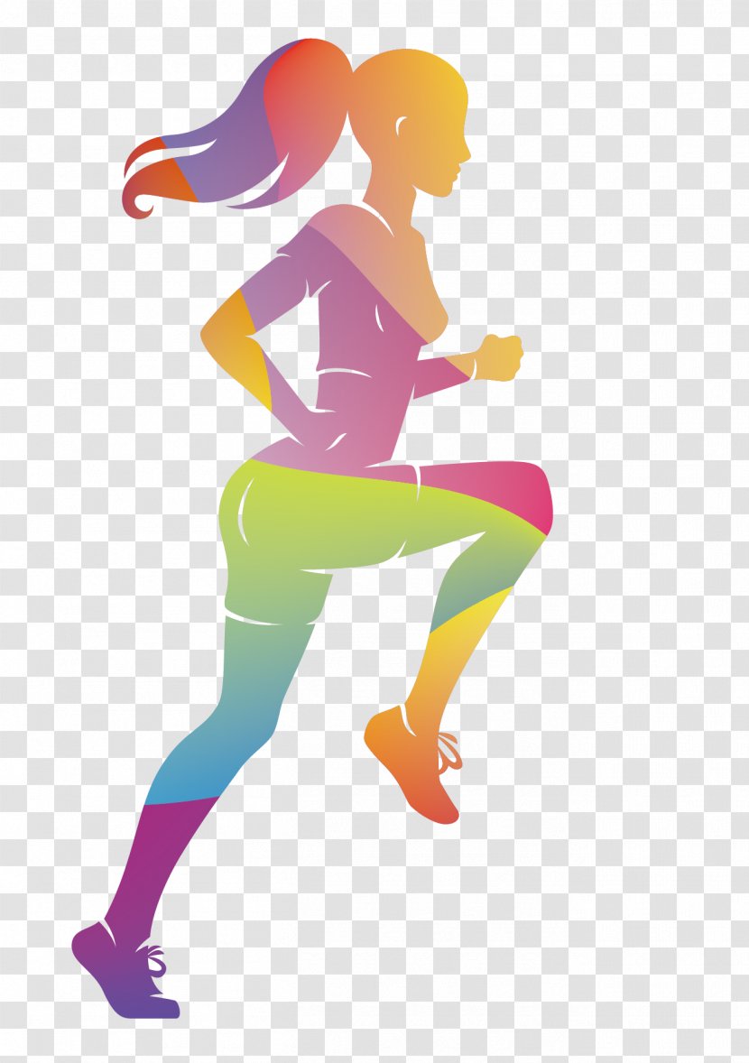 Running Athlete Sport - Heart - Vector Colorful Women Sports Runners Transparent PNG