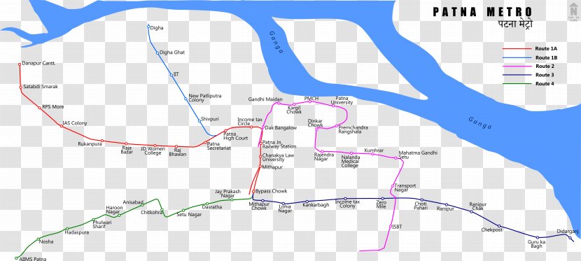 Patna Metro Rapid Transit Train Map - Area Transparent PNG