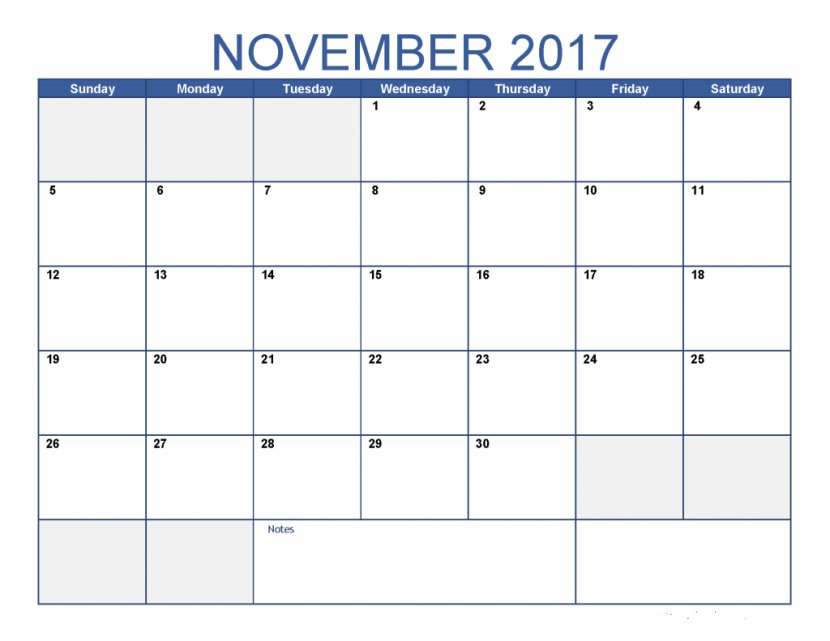 Calendar November Template Portable Document Format Microsoft Excel - Synonym Transparent PNG