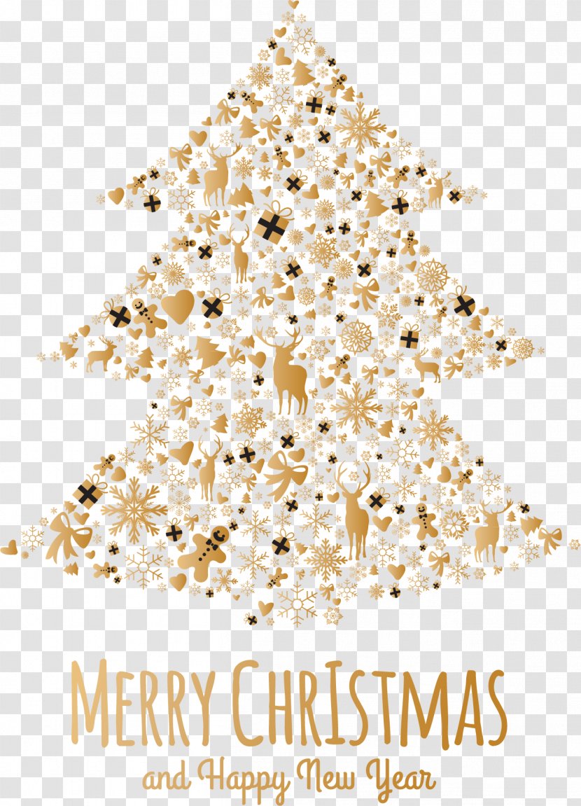 Christmas Tree Snowflake - Golden Transparent PNG
