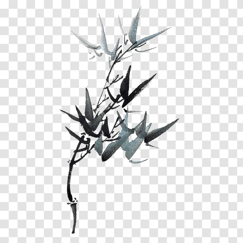 Chinese Painting Ink Wash Bamboo Bird-and-flower - Bird Transparent PNG