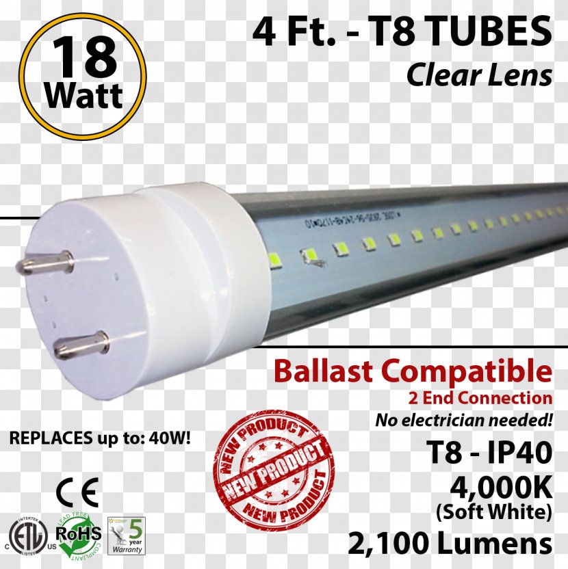 Lighting Electrical Ballast Fluorescent Lamp LED Tube - Wiring Diagram - Light Transparent PNG