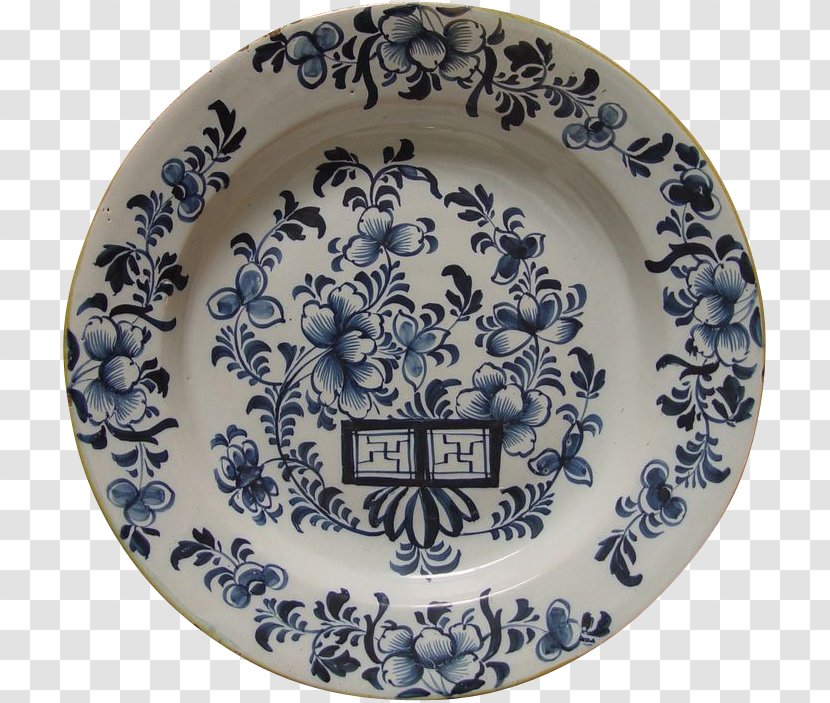 Plate Blue And White Pottery Ceramic Platter Cobalt Transparent PNG