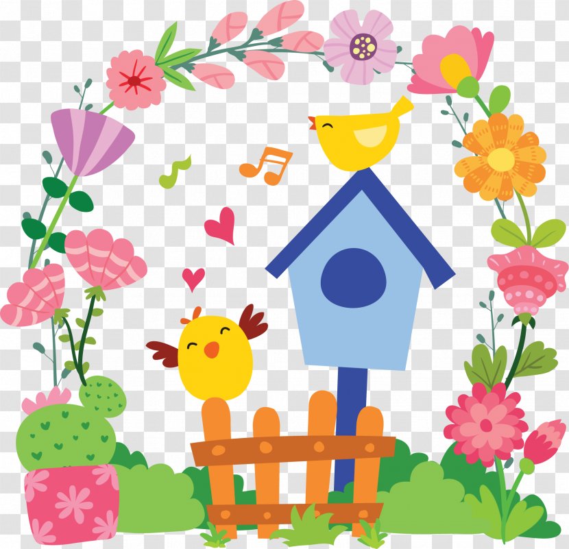 Floral Design Euclidean Vector Illustration - Flower - Cheerfully Singing The Bird Transparent PNG