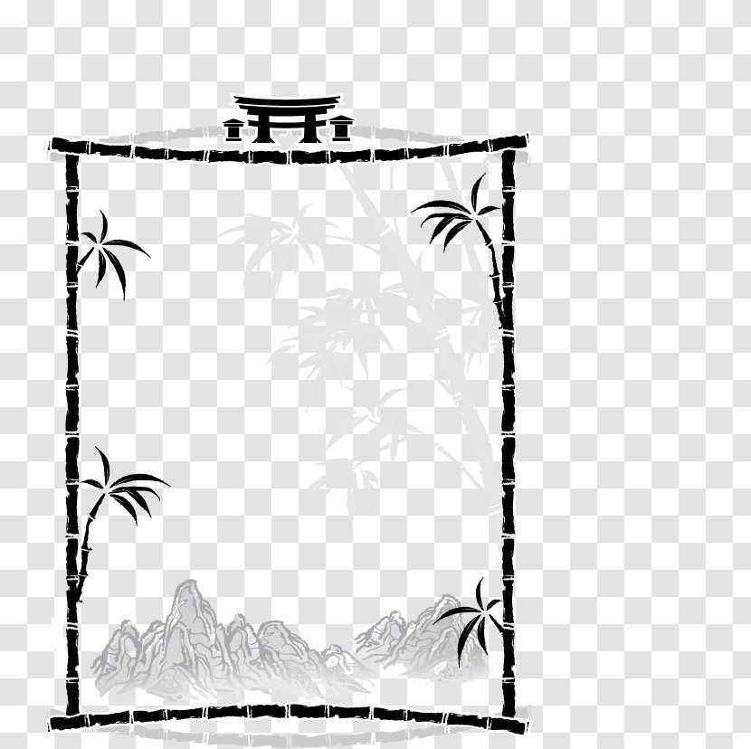 Ink Wash Painting Illustration - Black And White - Hand-painted Bamboo Vector Transparent PNG