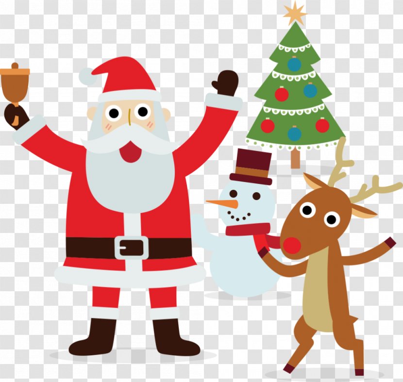 Santa Claus Christmas Tree Rudolph Illustration Snowman - Holiday Transparent PNG